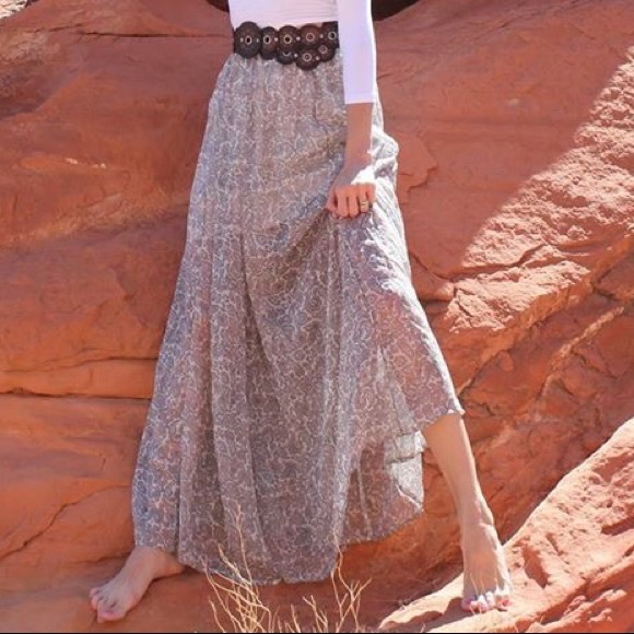 Hollister Skirts Hollister Paisley Sheer Maxi Skirt Floral Gray